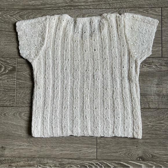 ANTEPRIMA Off-White Sparkle Knit Boxy Pullover Sweater - Size Medium - Picture 6 of 8